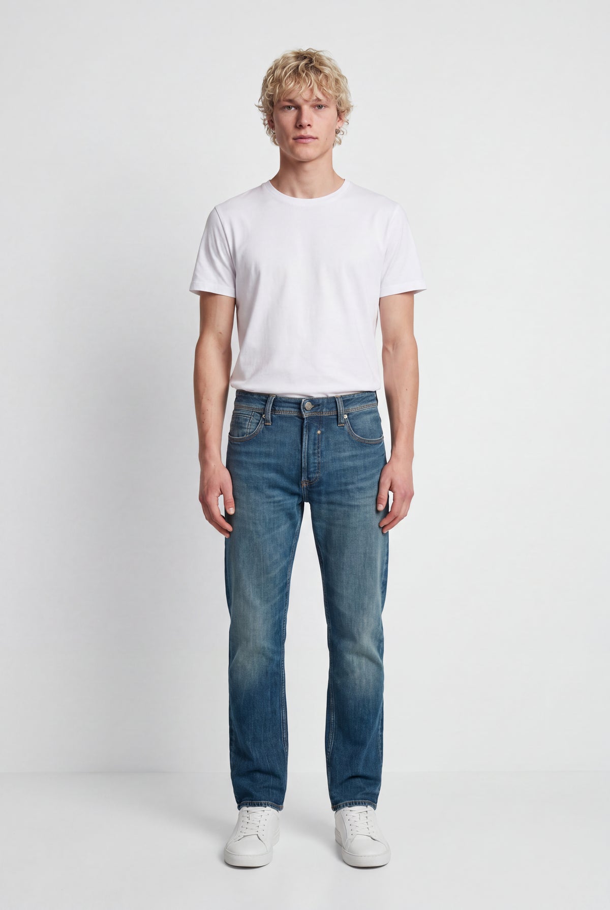 Jean droit REG L32 GRIS BLEU