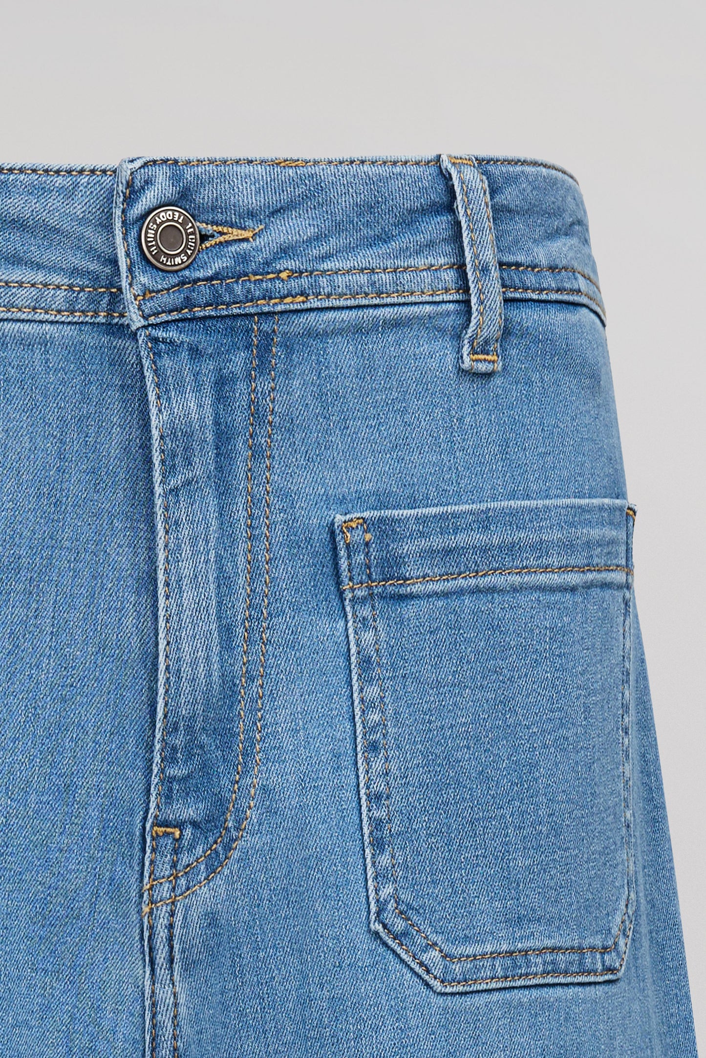 Jean flare taille haute P-JOSEFA 4PP DE FRIPP/INDIGO CLAIR