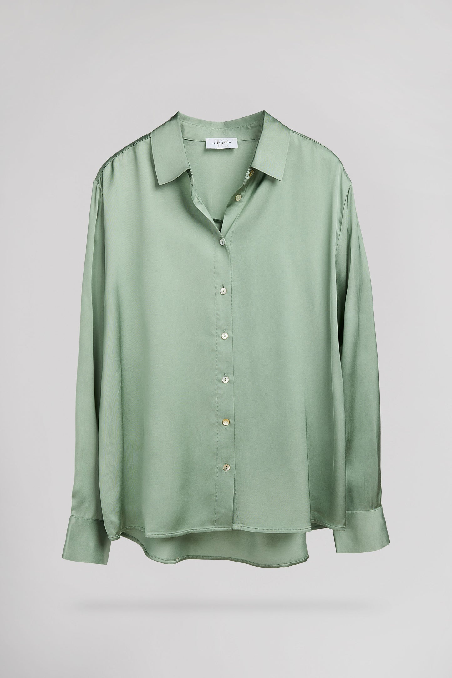 Chemise en satin de viscose C-LEO ICEBERG GREEN