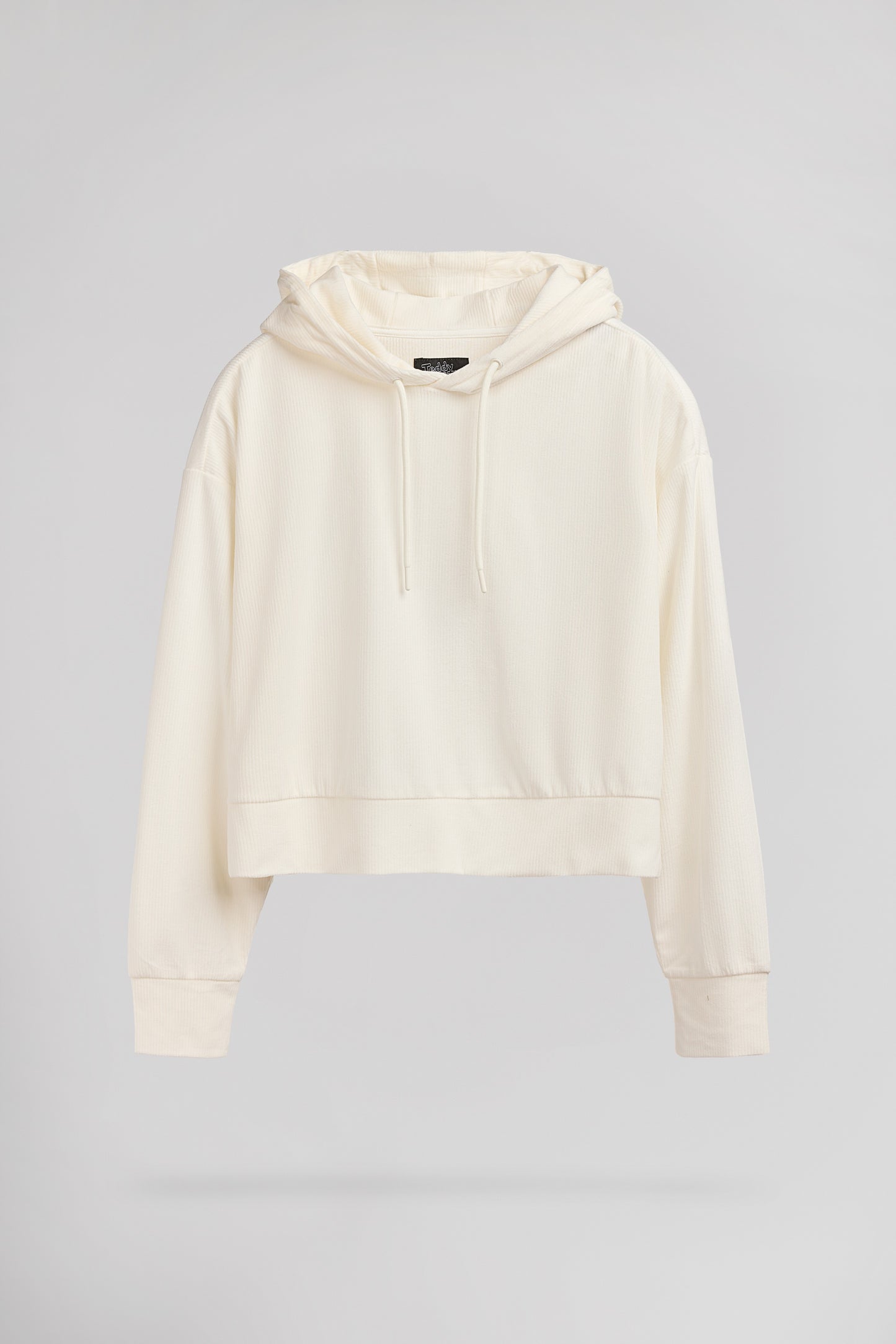 Sweat en velours à capuche S-VELT HOODY MIDDLE WHITE