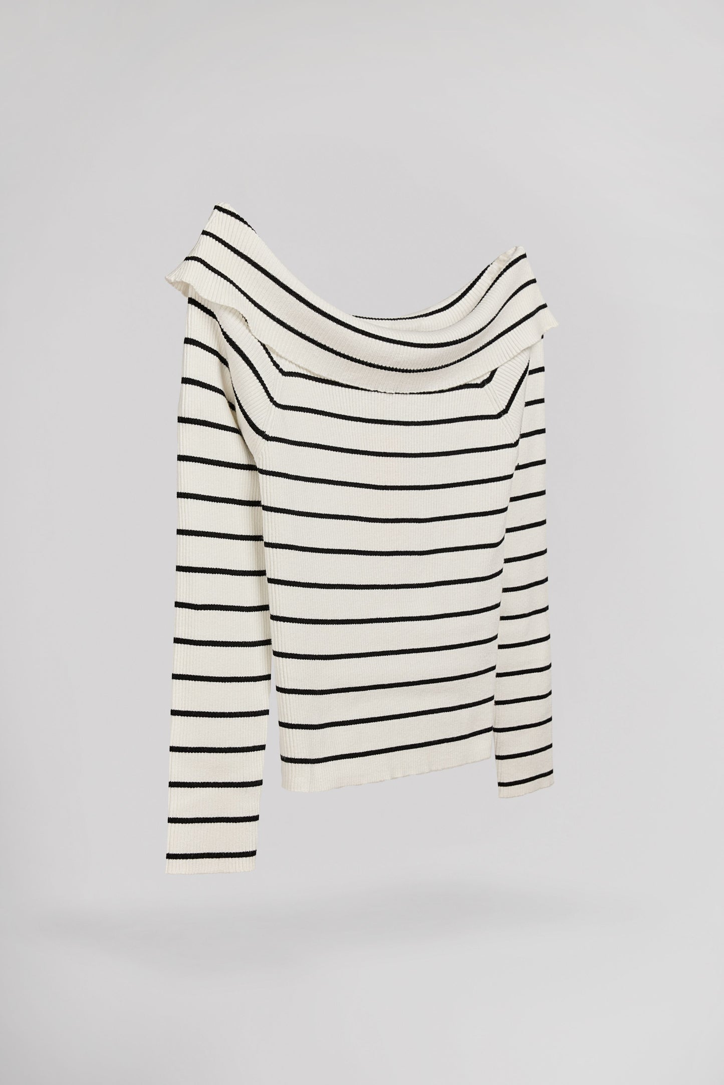 Pull à rayures col bardot P-RYSIA MIDDLE WHITE/NOIR