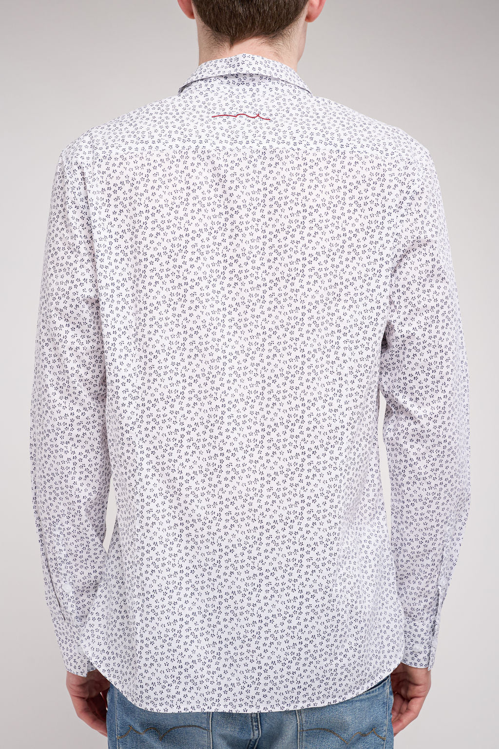 Chemise col français CARTON ML BLANC MICRO PRINT BLEU
