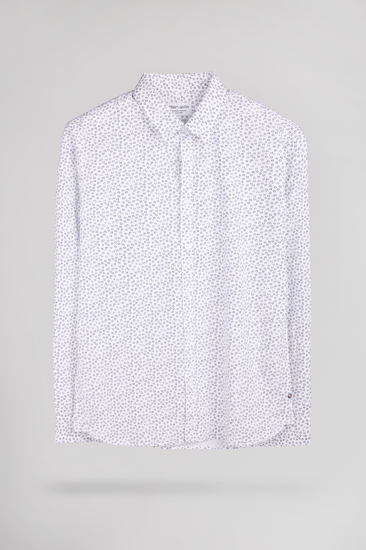 Chemise col français CARTON ML BLANC MICRO PRINT BLEU