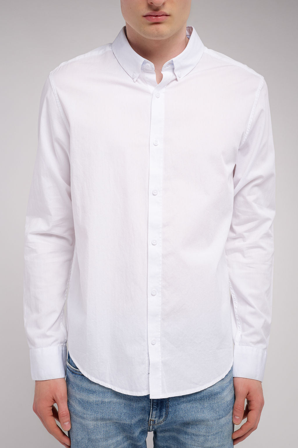 Chemise en twill col italien C-VOLT 2 BLANC