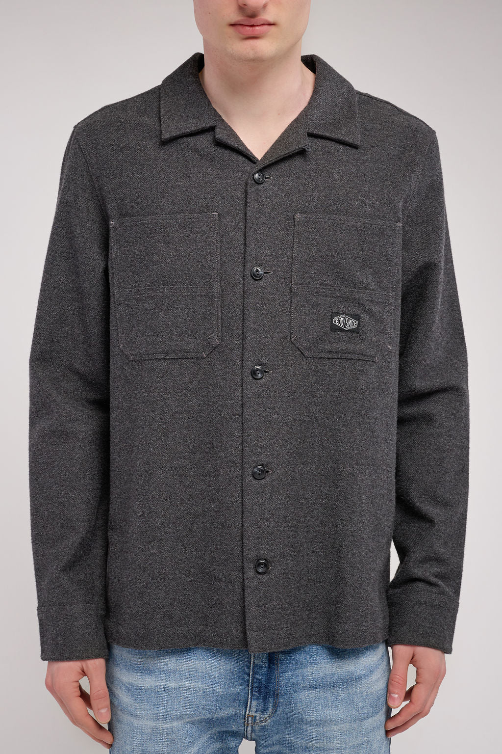 Chemise col hawaïen C-LARY ML MELANGE BLACK