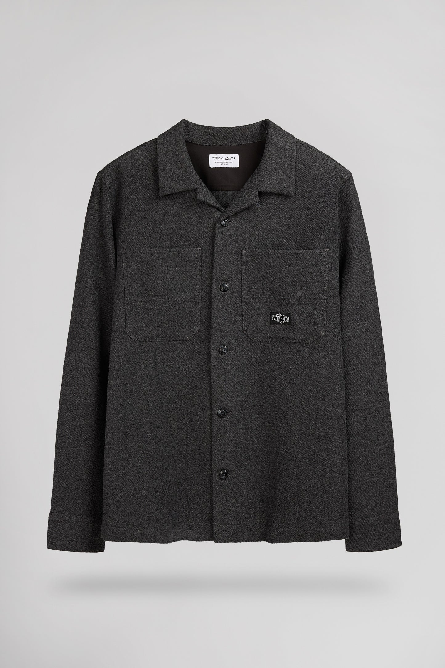Chemise col hawaïen C-LARY ML MELANGE BLACK