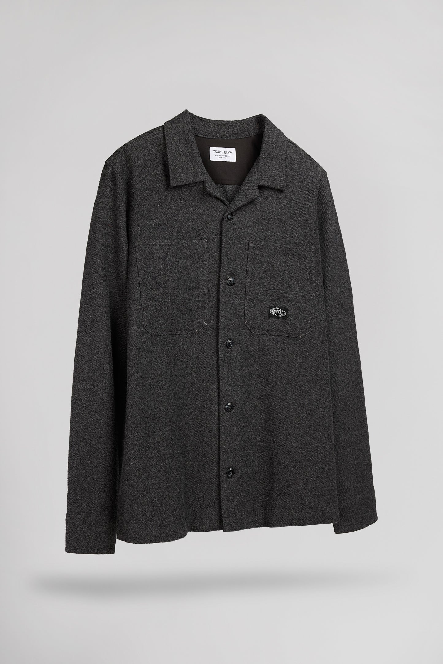 Chemise col hawaïen C-LARY ML MELANGE BLACK