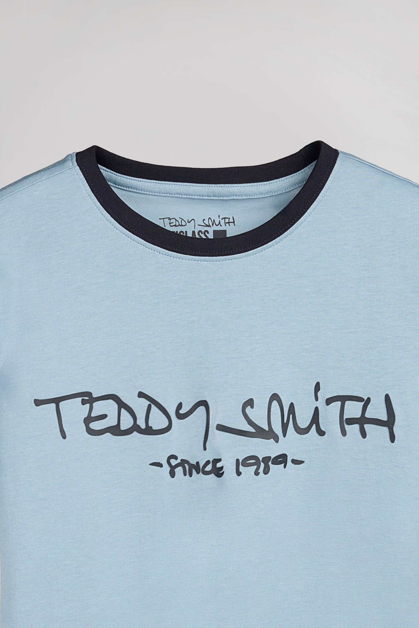 T-shirt en coton col rond TICLASS MC BLEU GRIS