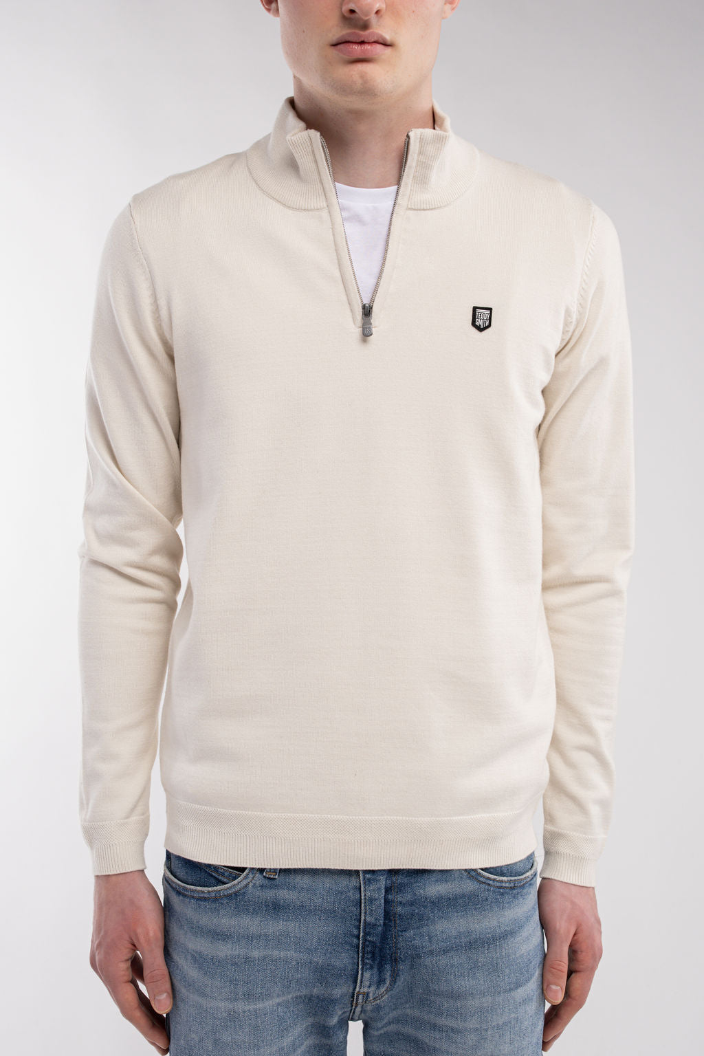 Pull col montant zippé P-MARTY 2 CREAM