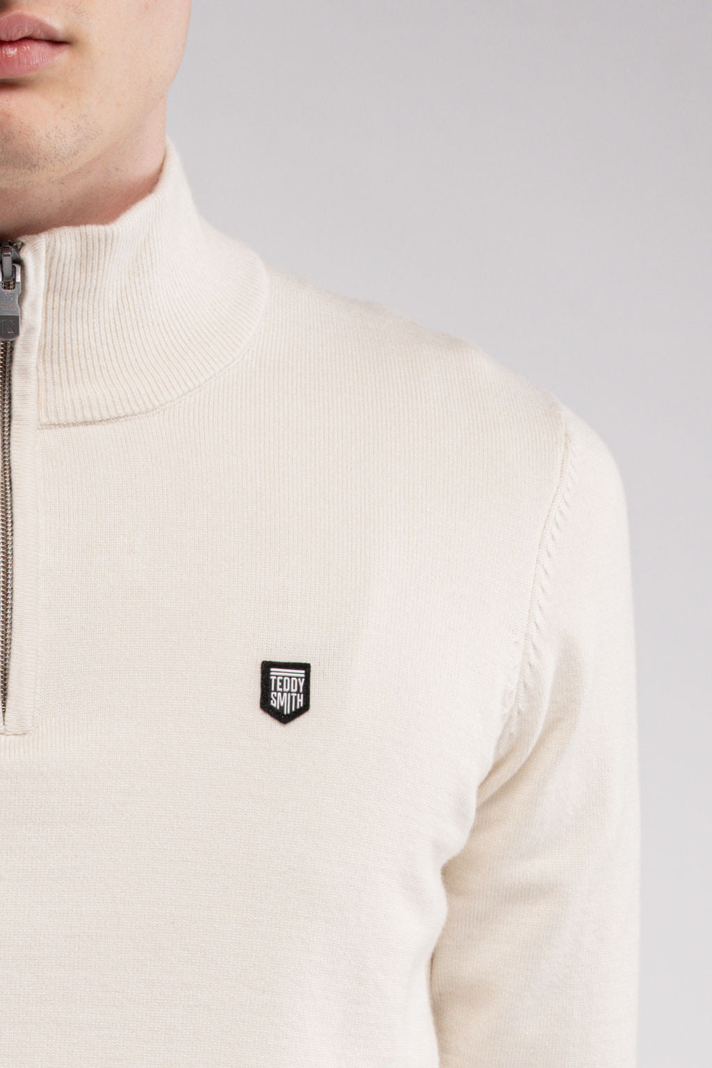 Pull col montant zippé P-MARTY 2 CREAM