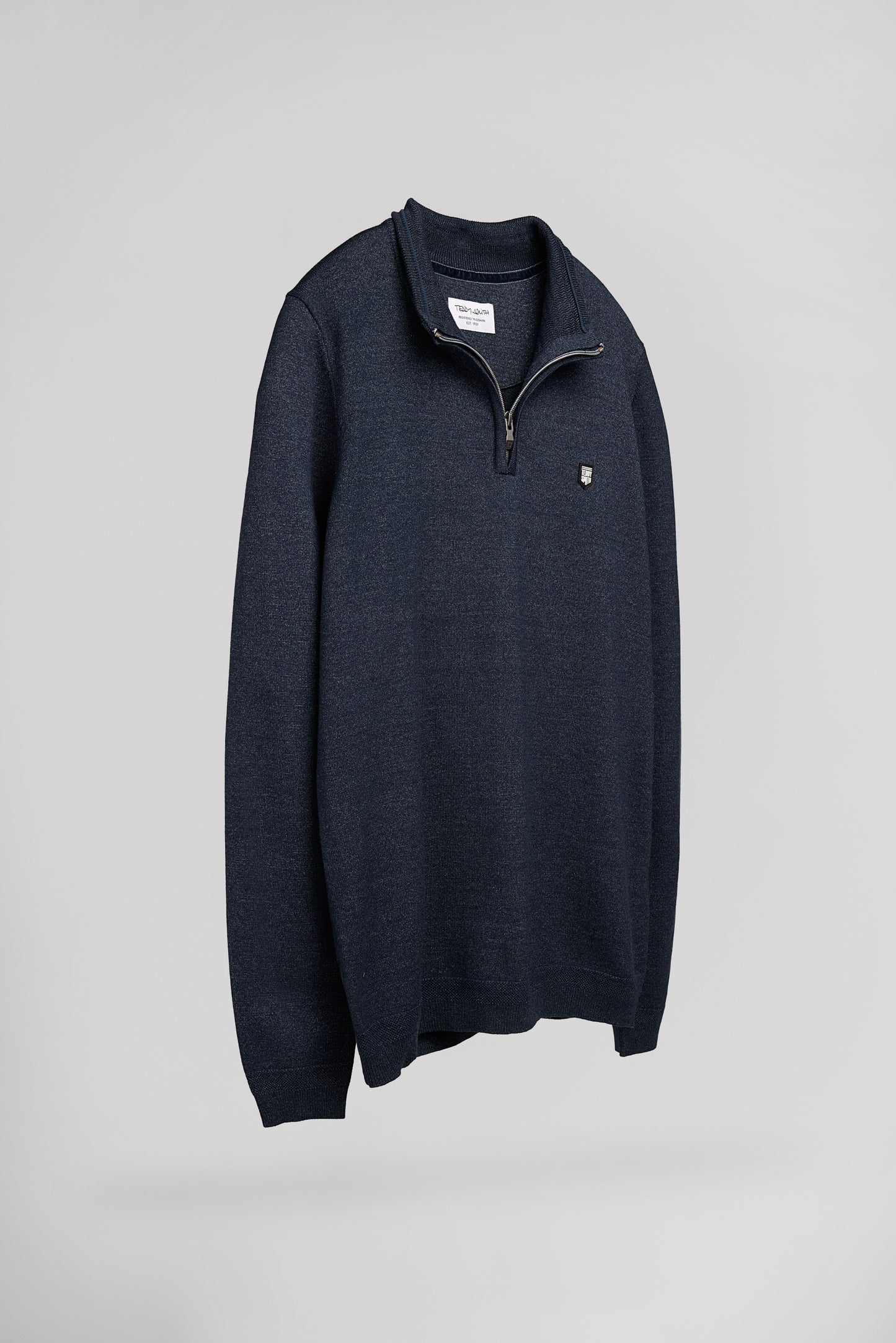 Pull col montant zippé P-MARTY 2 TOTAL NAVY CHINE