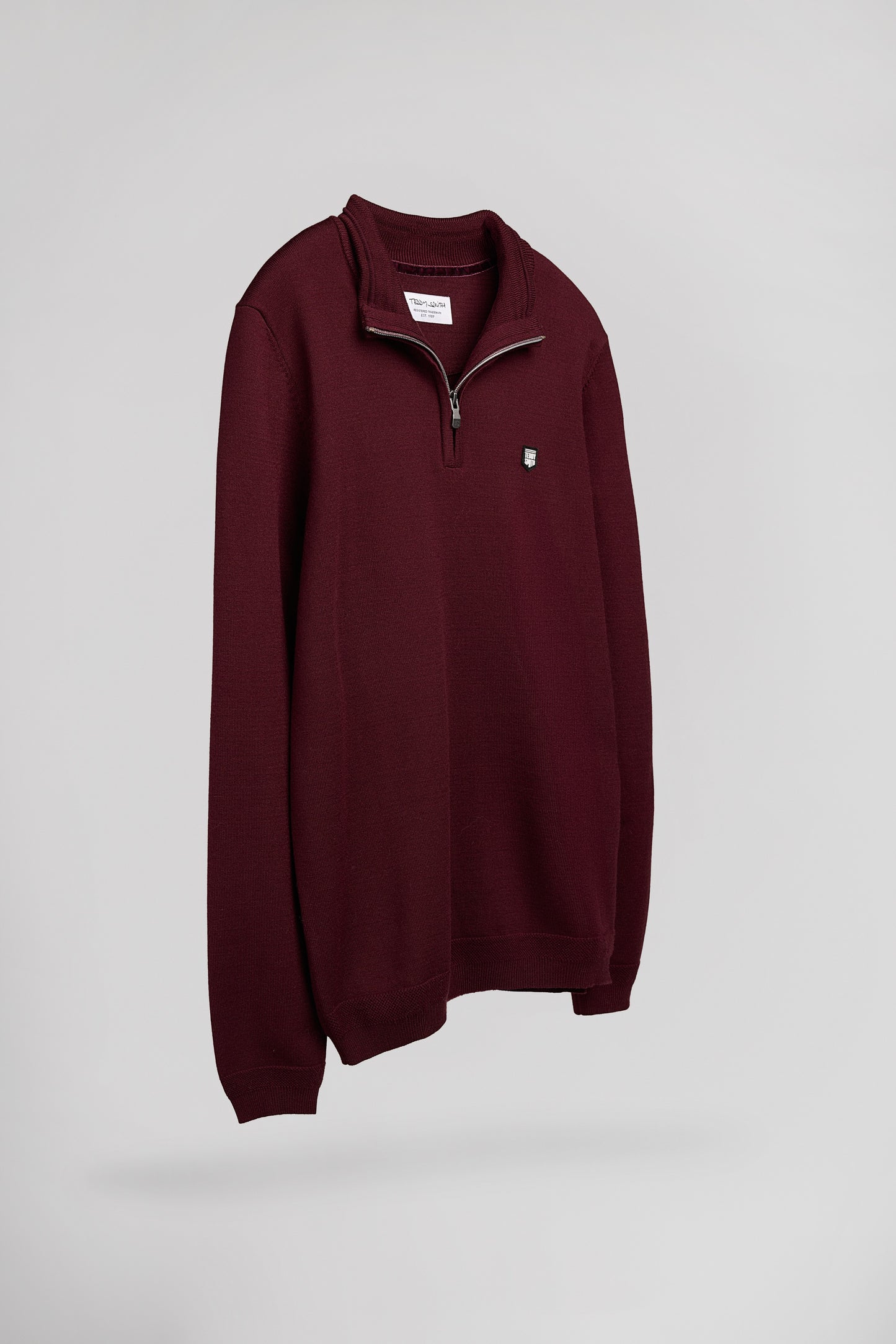 Pull col montant zippé P-MARTY 2 BORDEAUX FONCE