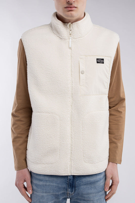 Achat Veste workwear sherpa zippée sans manches col haut B-FIELD BLANC IVOIRE