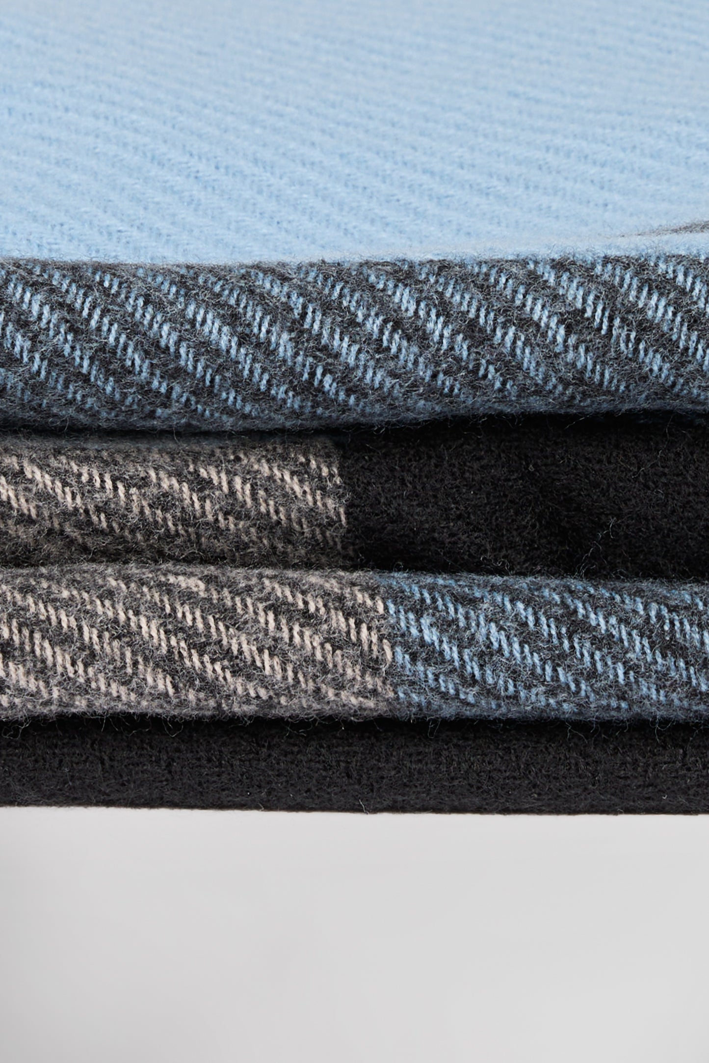 Écharpe à carreaux à franges S-BRAVE BLEU GRIS