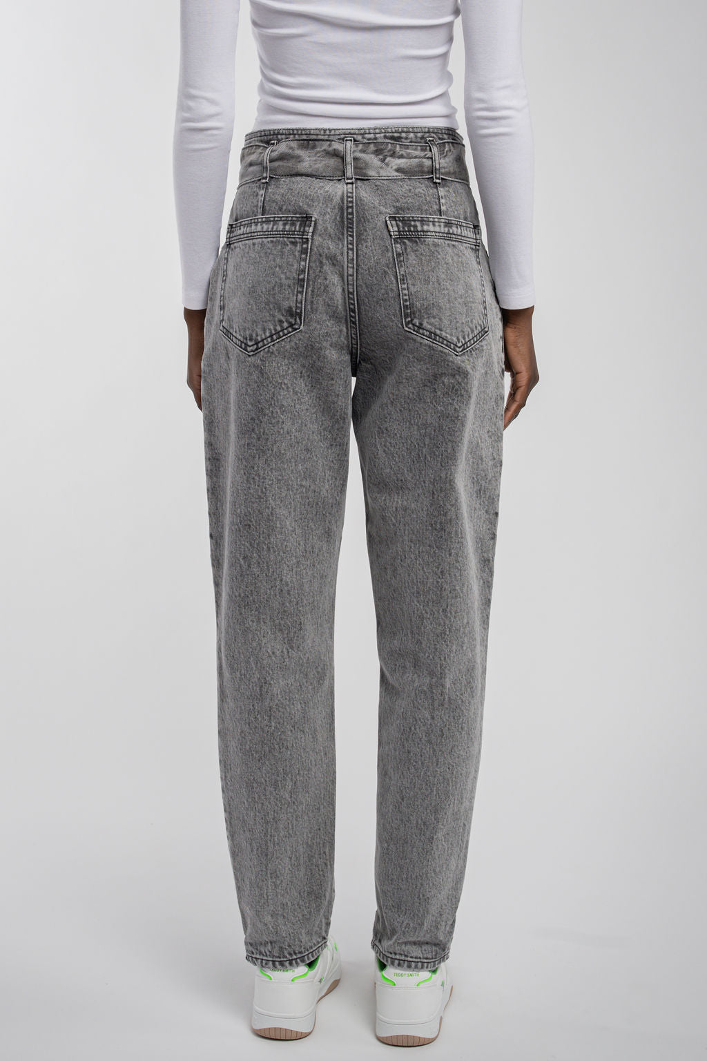 Pantalon mom taille haute P-GINETTE DENIM GREY