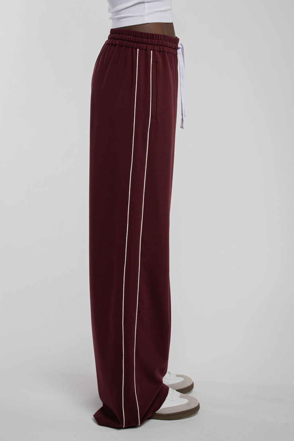 Pantalon taille haute P-KATIA BORDEAUX FONCE
