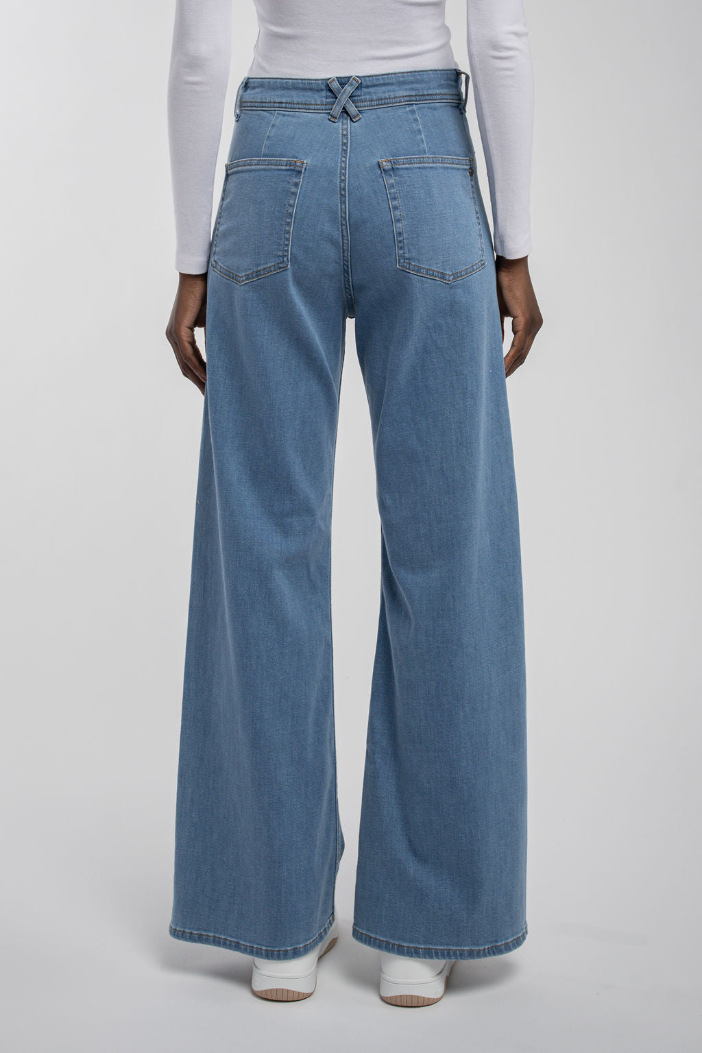 Jean flare taille haute P-JOSEFA 4PP DE FRIPP/INDIGO CLAIR