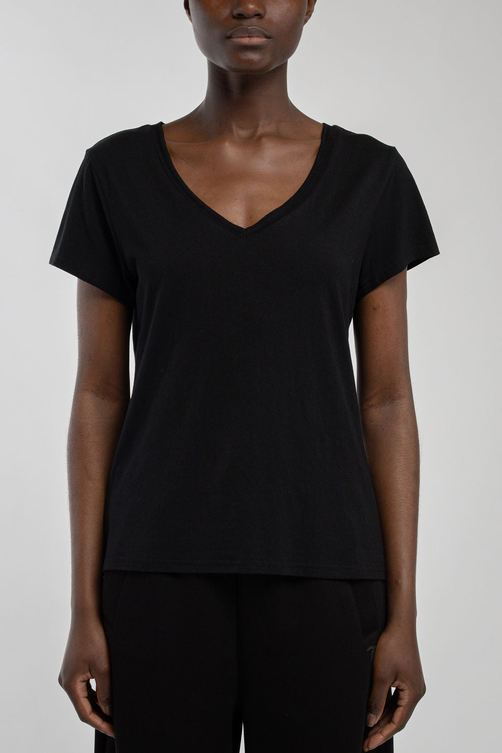 T-shirt col V T-MIA MC NOIR