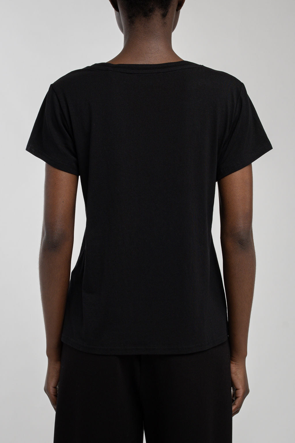 T-shirt col V T-MIA MC NOIR