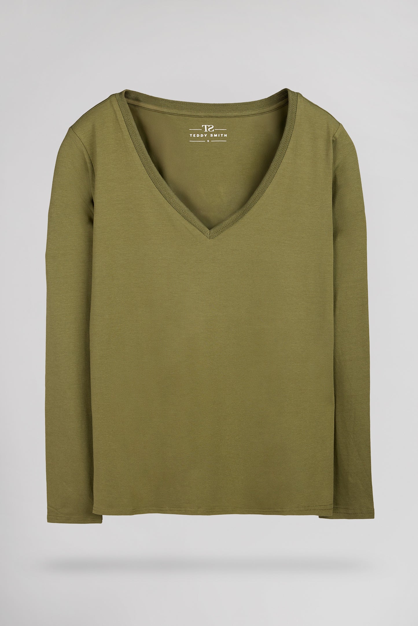 T-shirt col V près du corps T-MIANA ML OLIVE