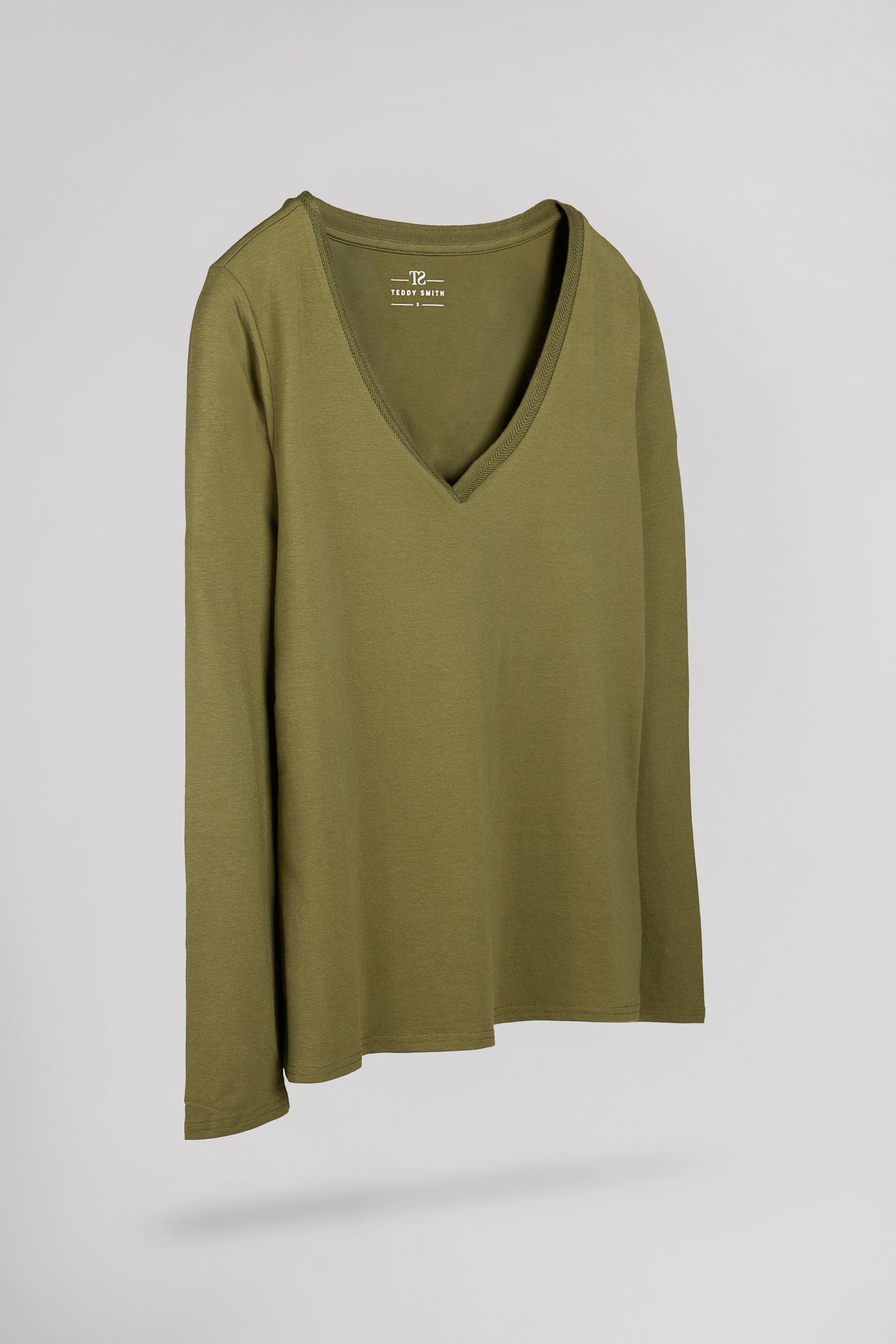 T-shirt col V près du corps T-MIANA ML OLIVE