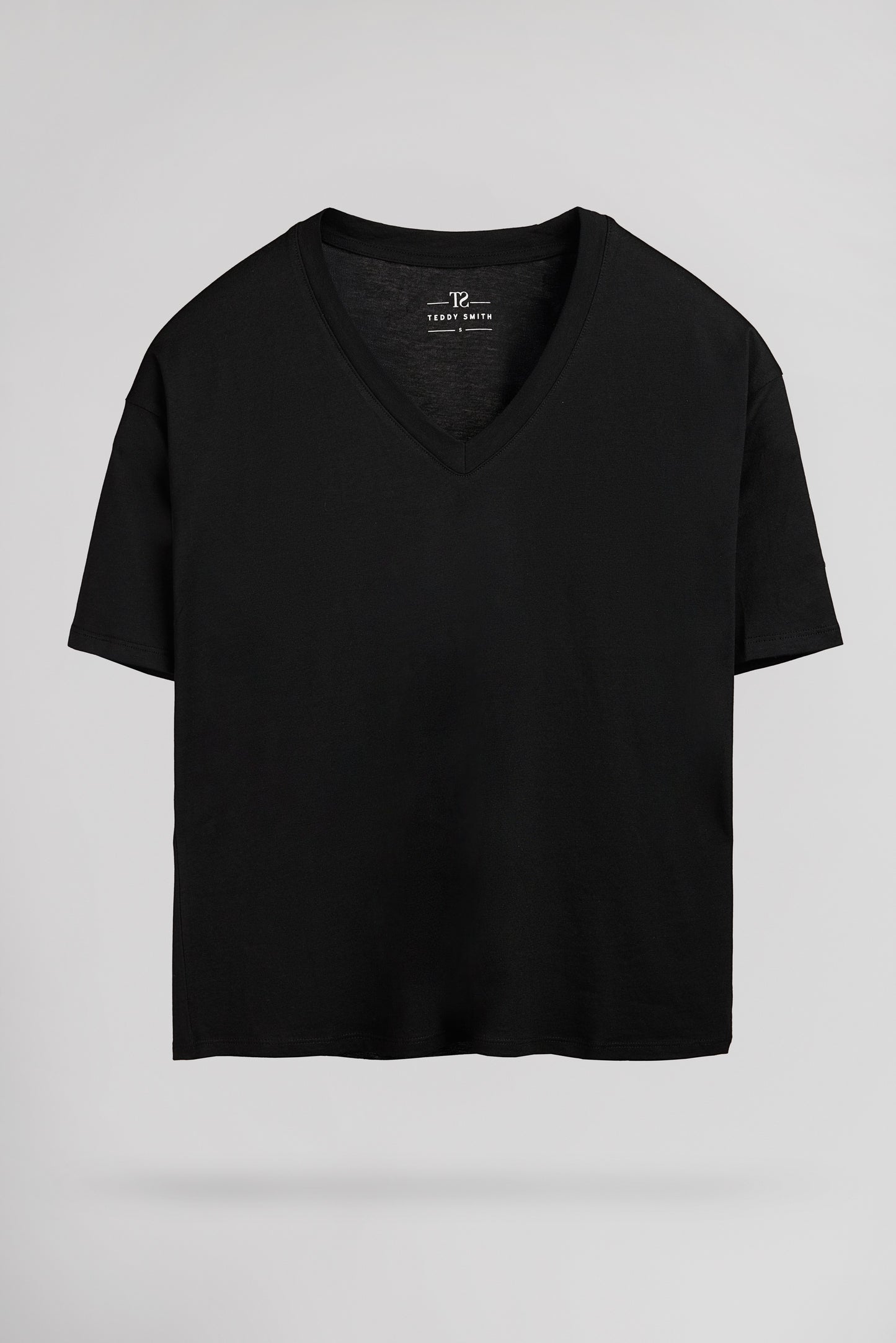 T-shirt col V T-PERLE MC NOIR