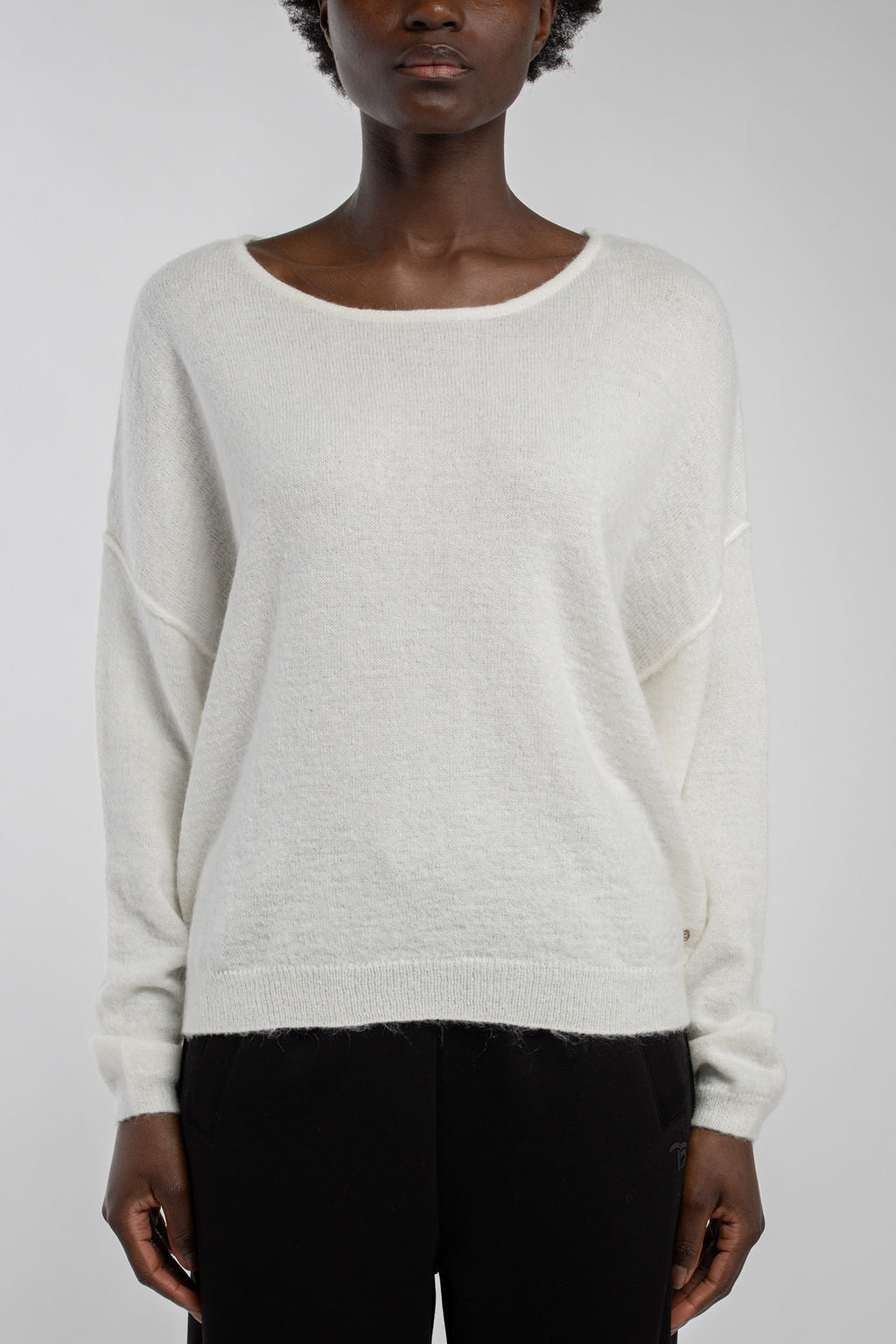 Pull mohair col bateau P-PETILLE MIDDLE WHITE