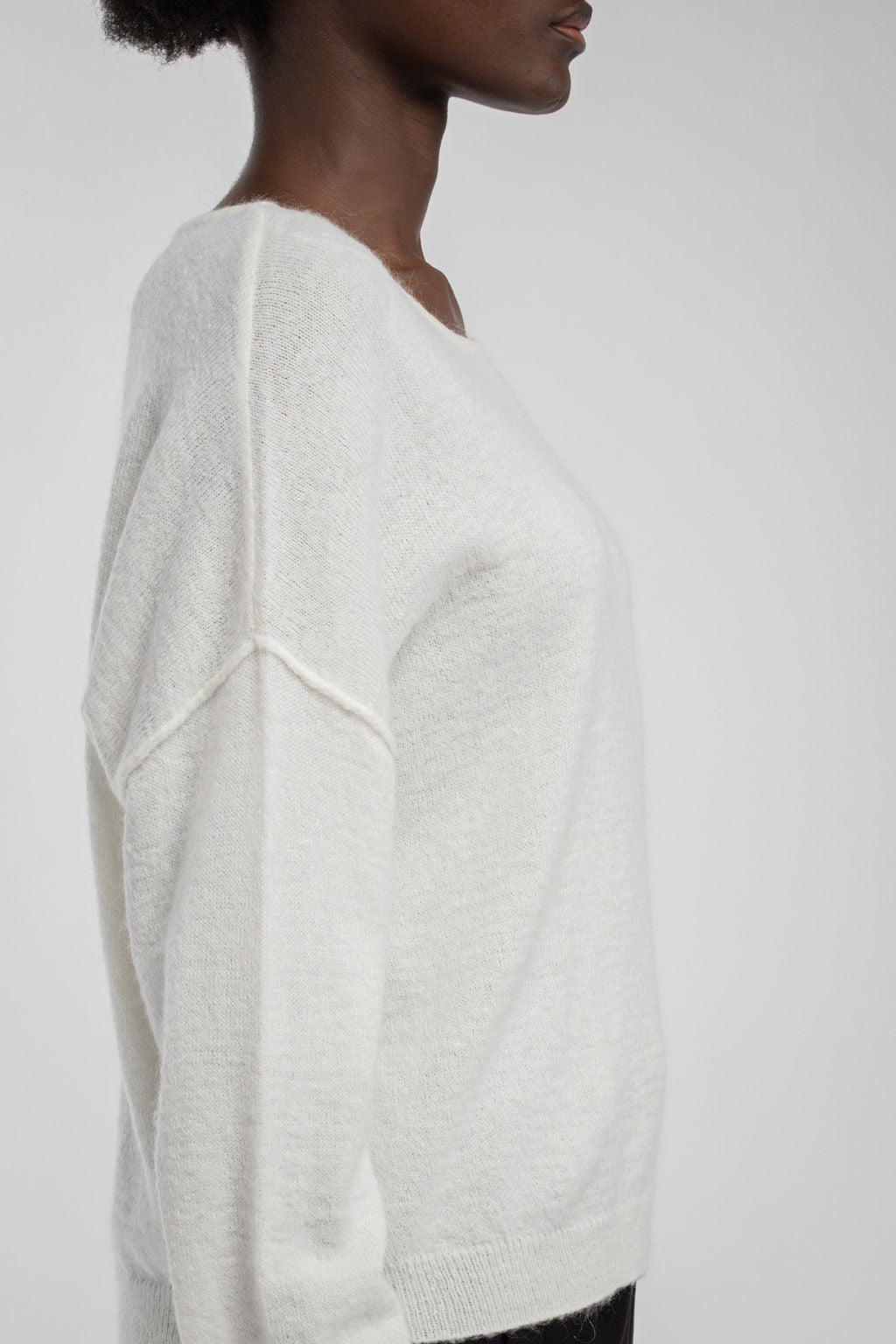 Pull mohair col bateau P-PETILLE MIDDLE WHITE