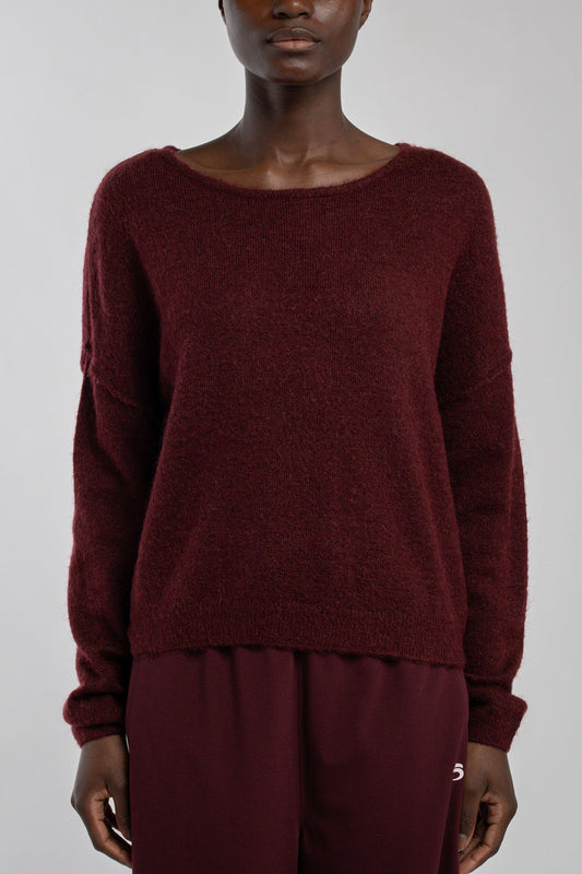 Achat Pull mohair col bateau P-PETILLE BORDEAUX FONCE