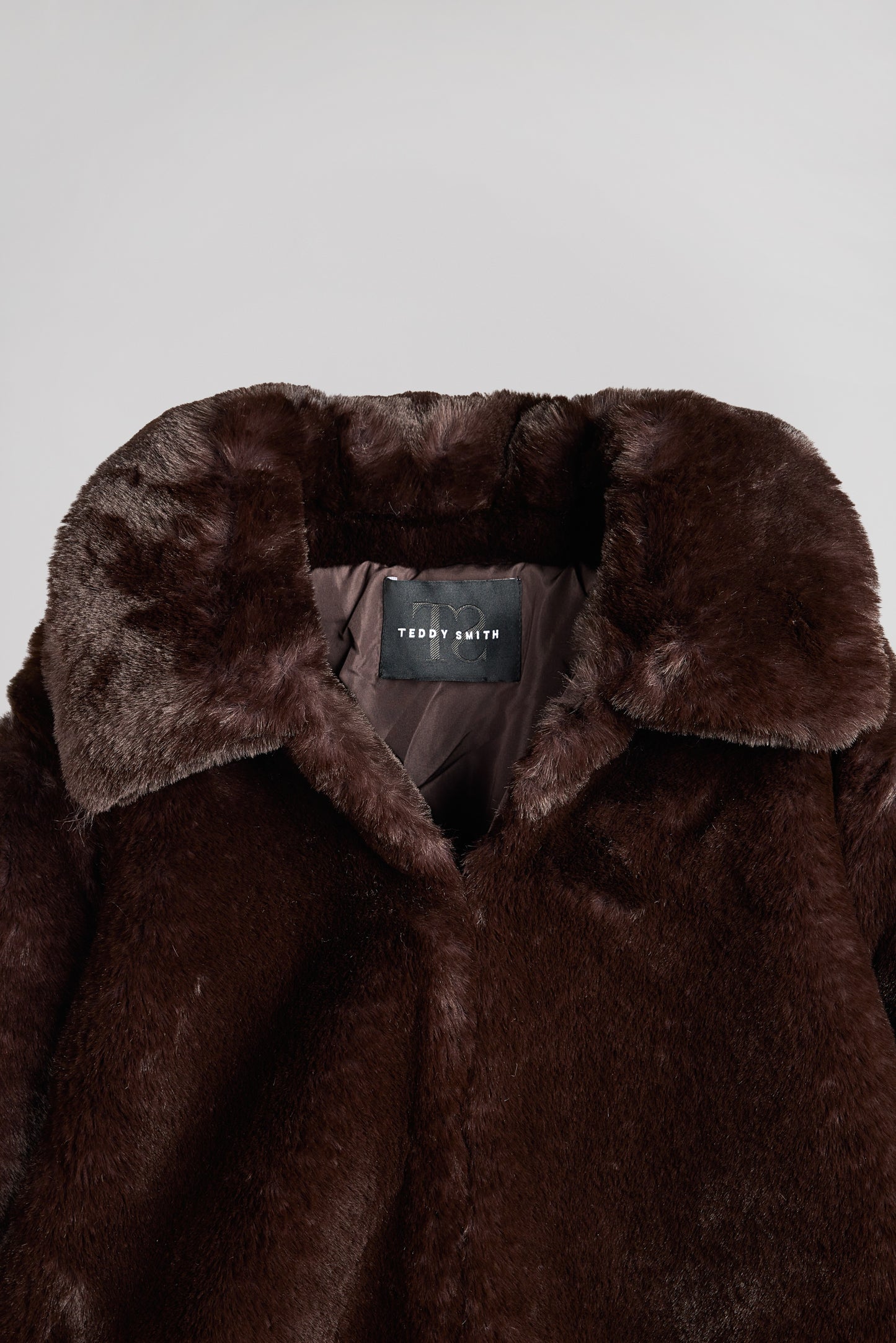 Manteau court fausse fourrure M-DOLCE MARRON FONCE