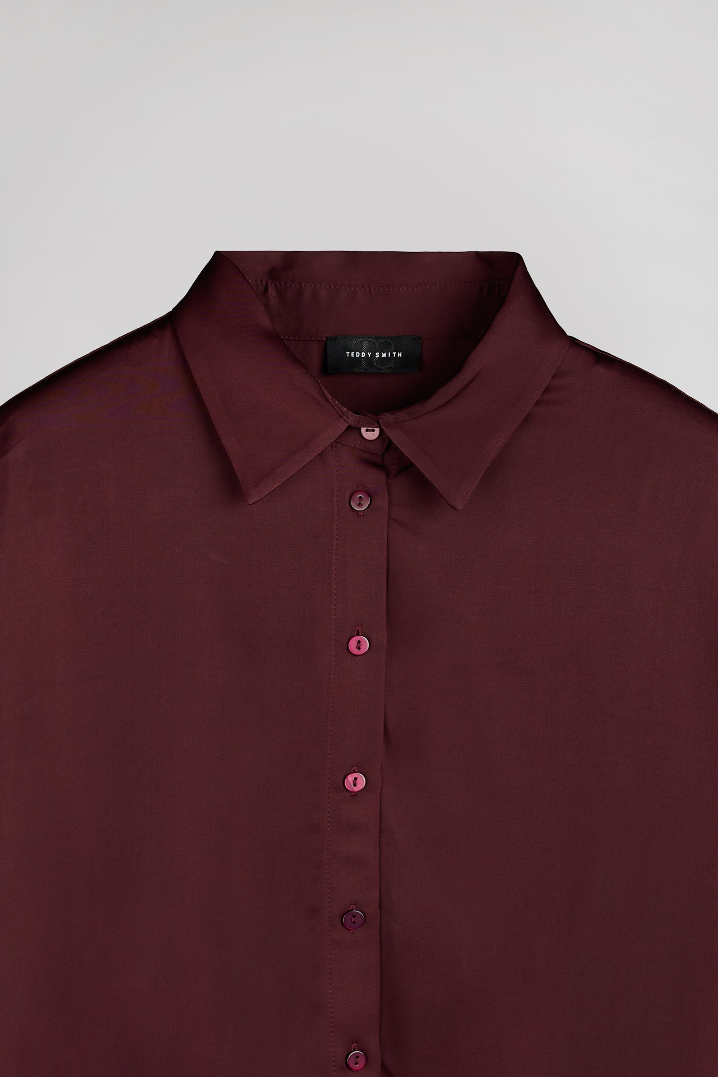 Chemise satin viscose C-LEO BORDEAUX FONCE