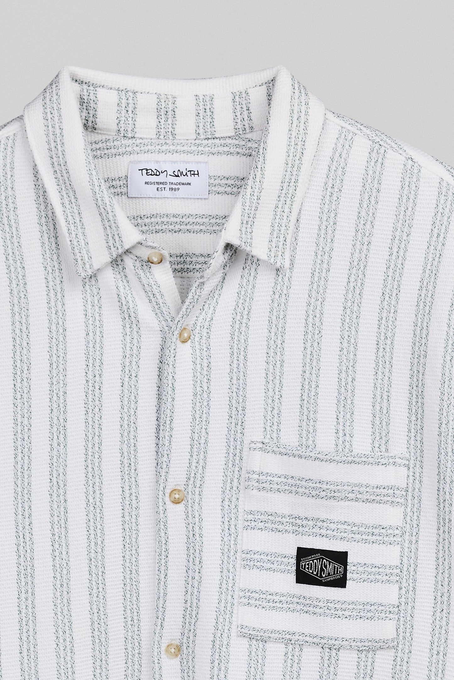 Chemise à rayures col français C-AKUMA MC BLANC