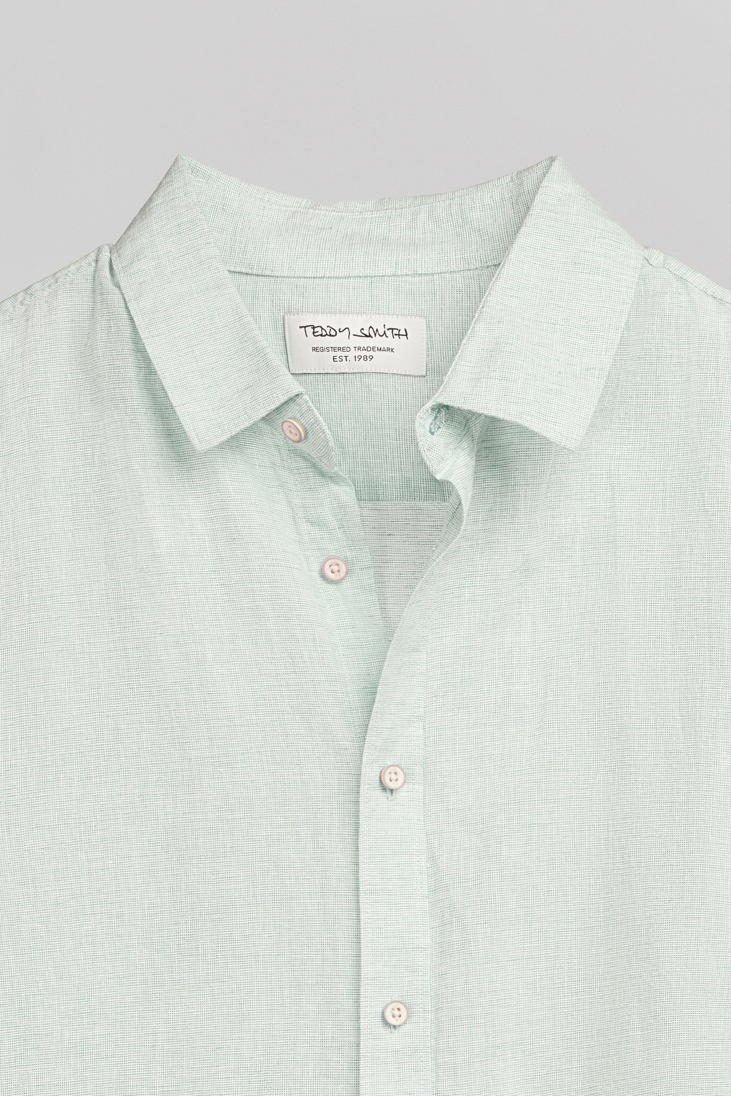 Chemise lin et coton col français C-PIETRO MC BLEACH MENTHOL