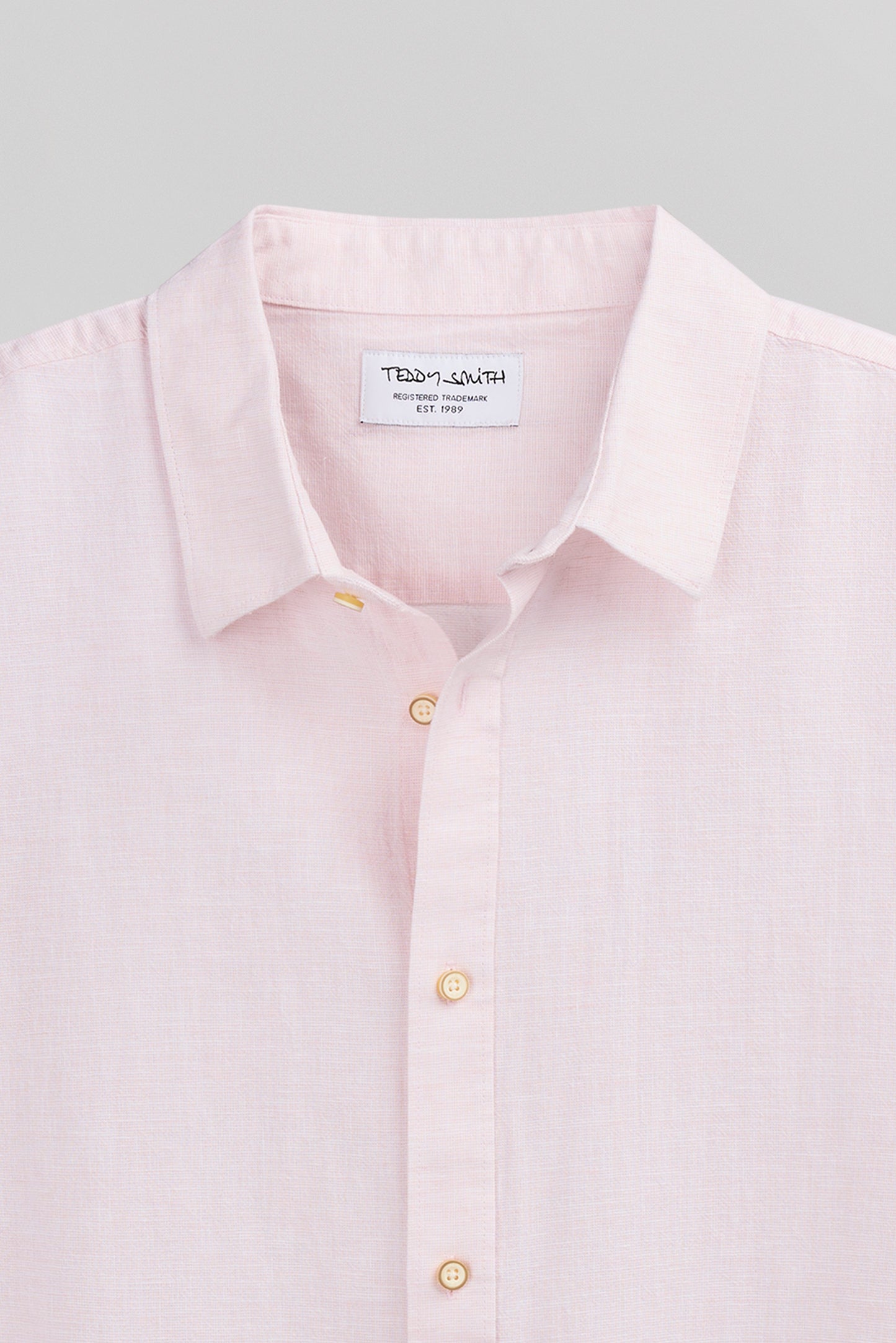 Chemise en lin et coton C-PIETRO MC ROSE PASTEL - Teddy Smith