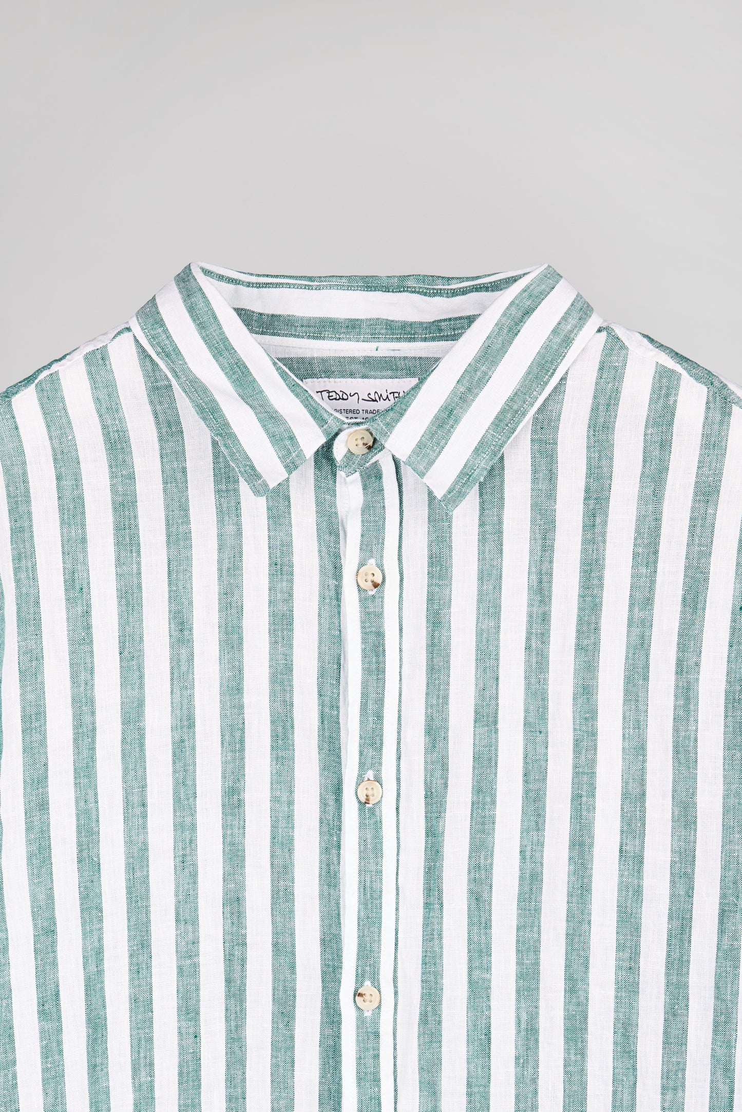 Chemise C-LINEN STRIPE FOREST GREEN - Teddy Smith