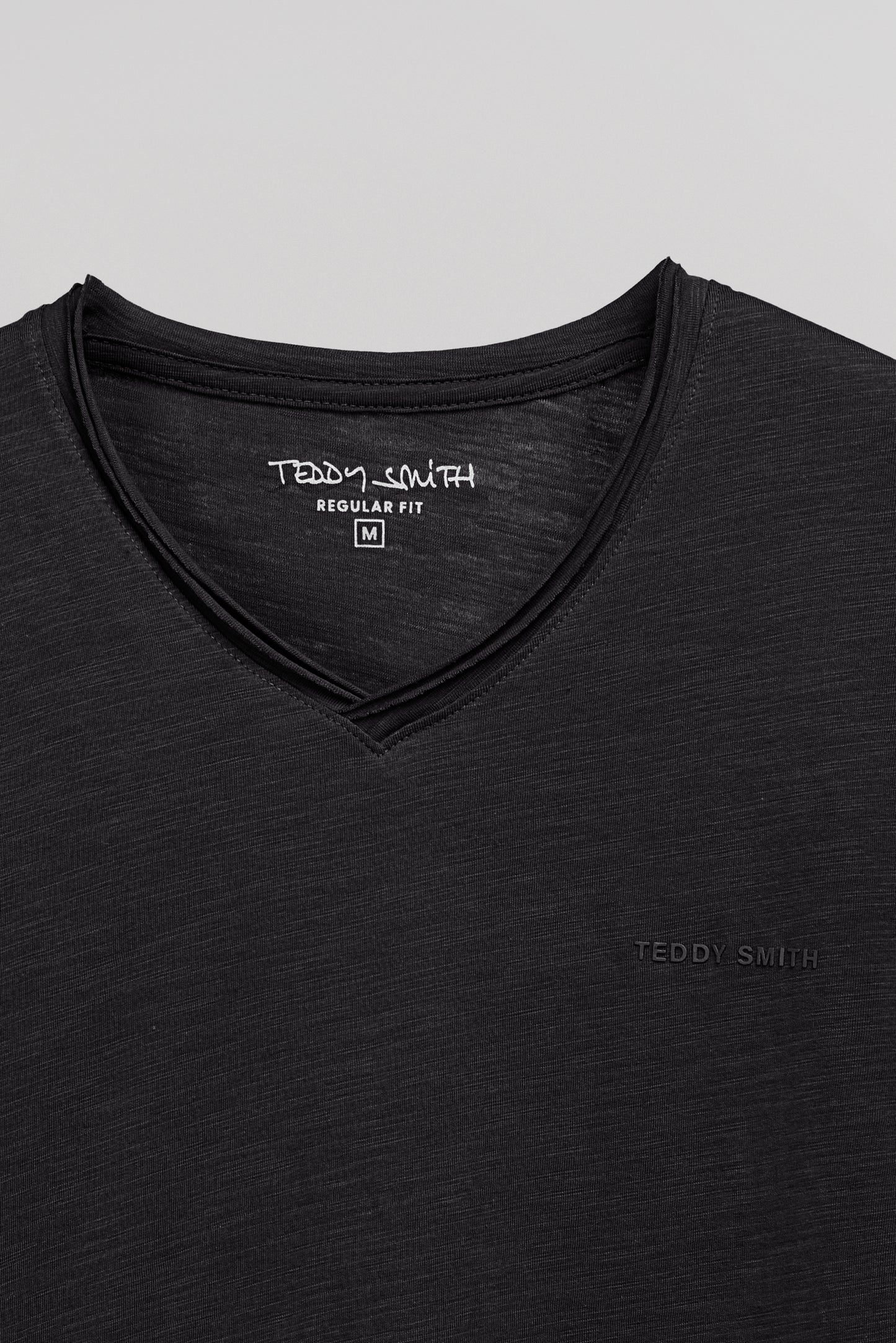 T-shirt col V T-GILDAS MC CHARBON - Teddy Smith
