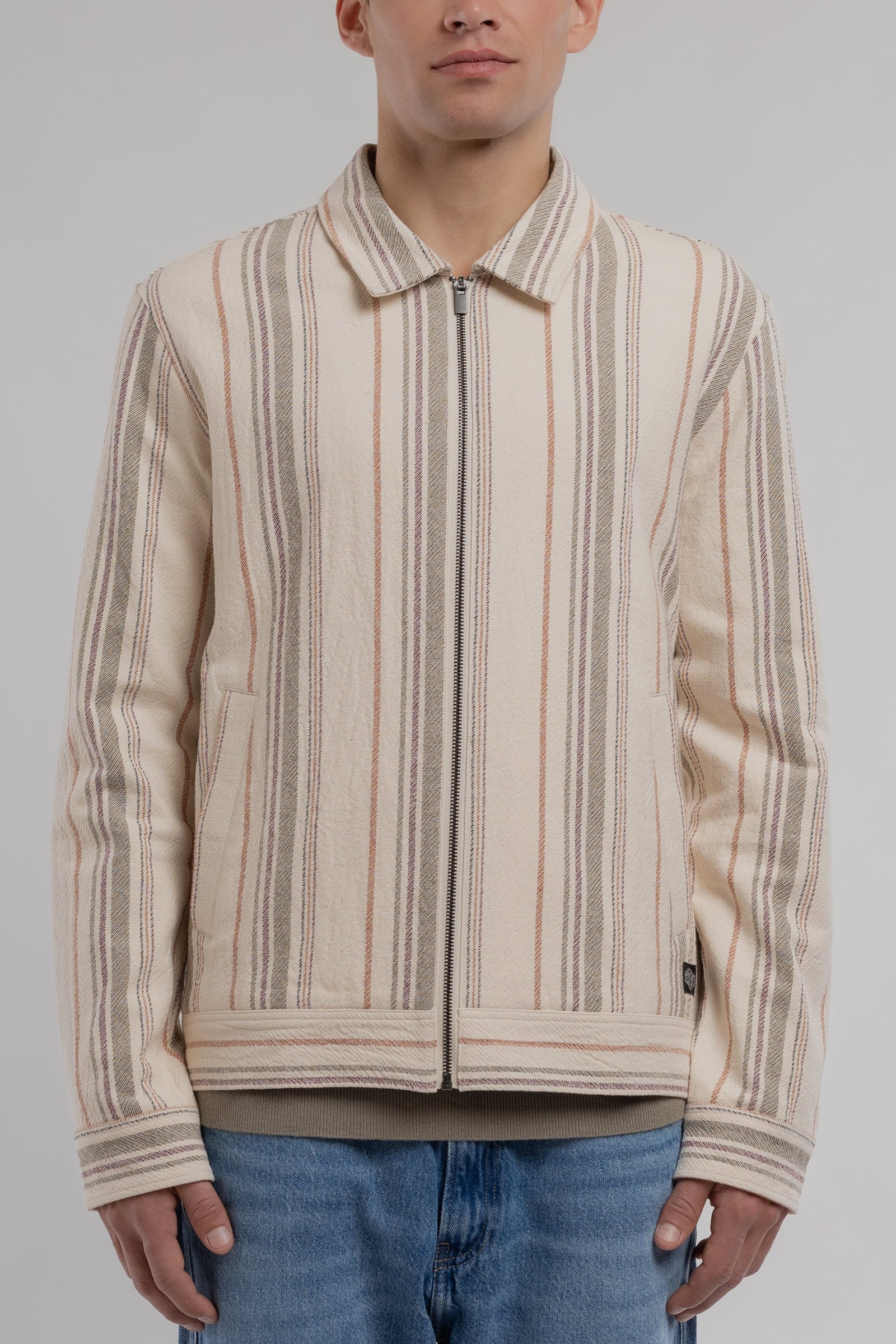 Veste mi-saison à rayures col chemise B-SHELDON CREAM