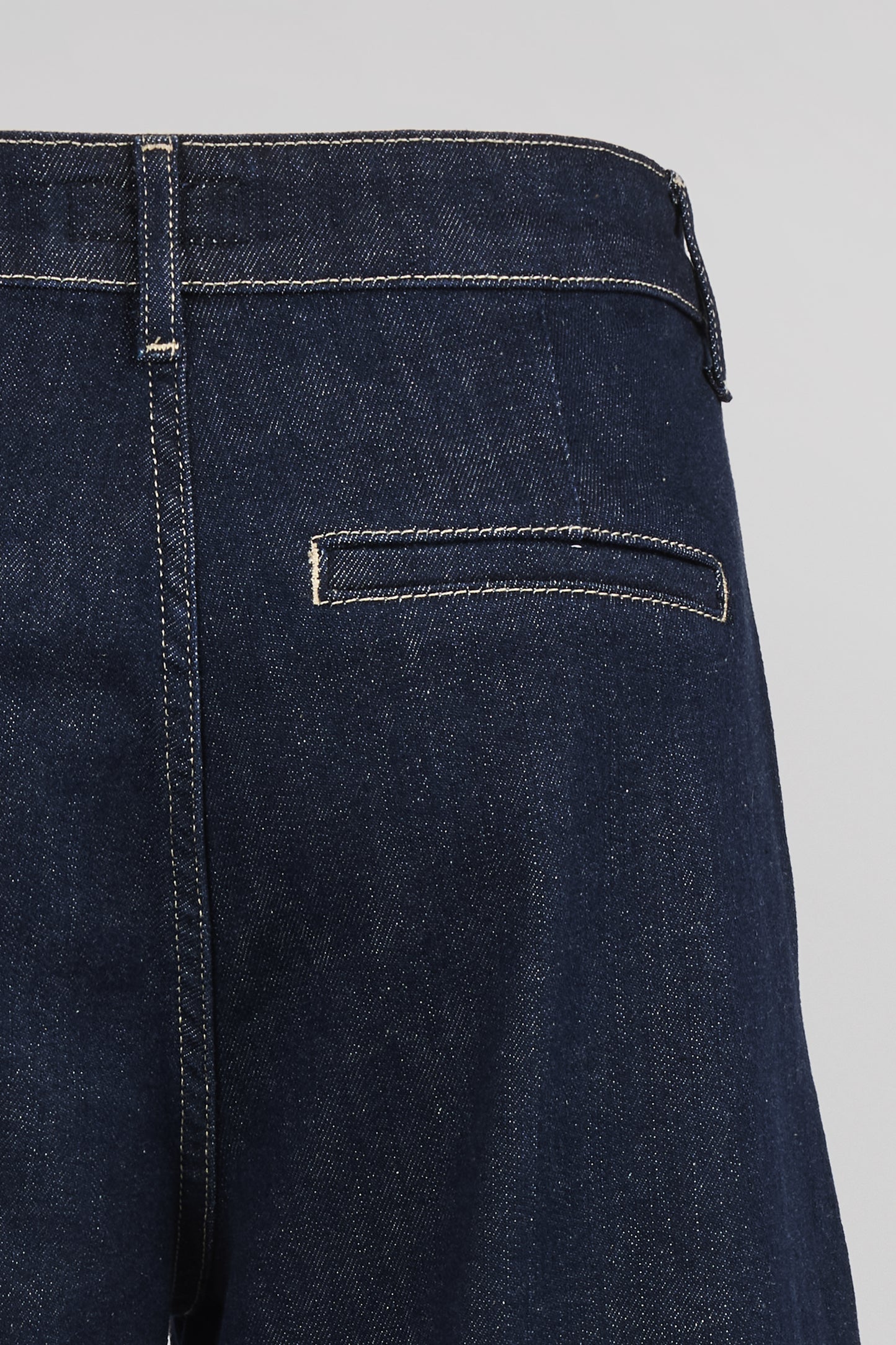 Jean large 7/8 ceinture tissu amovible P-LOUISA CROPPE DARK BLUE