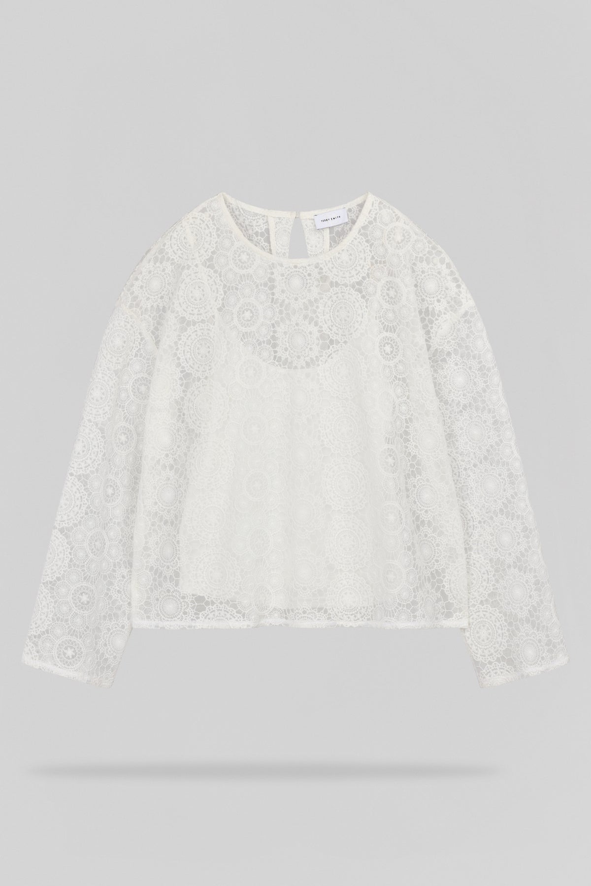 Top en tulle brodé T-MAËL ML MIDDLE WHITE