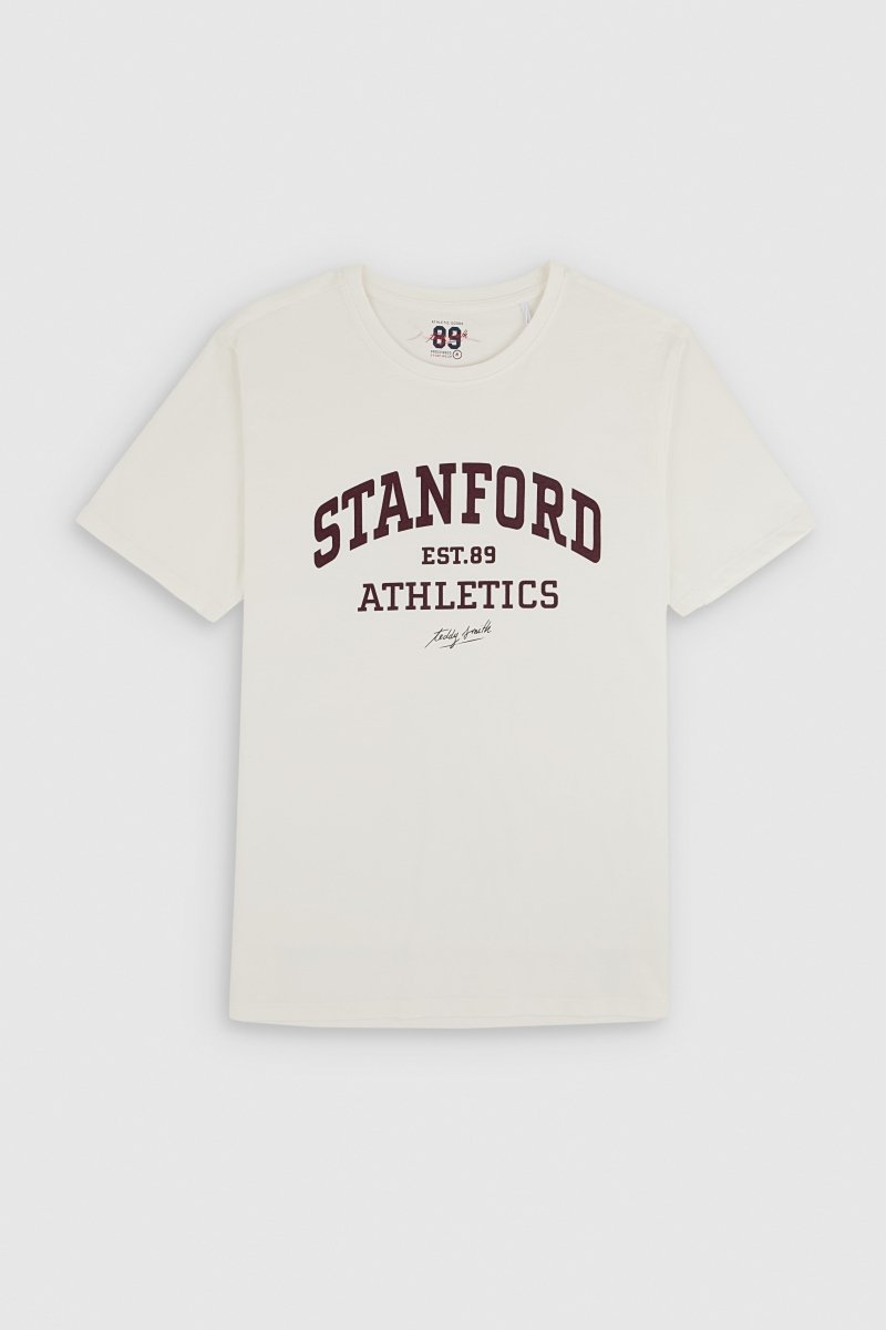 T-shirt T - STANFORD MC MIDDLE WHITE - S - Teddy Smith