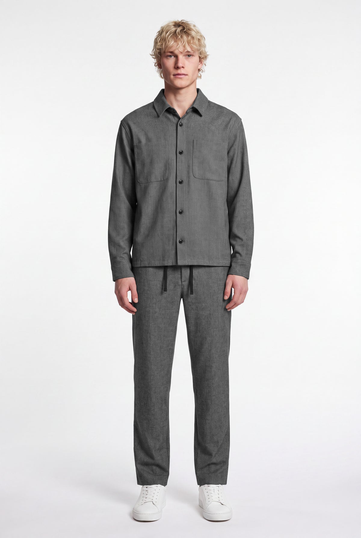 Pantalon de ville relaxed fit P-FELIX MELANGE BLACK - Teddy Smith