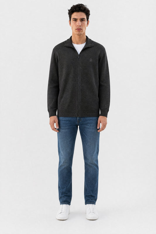 Achat Gilet zippé col montant G-ETTORE 2 MELANGE BLACK