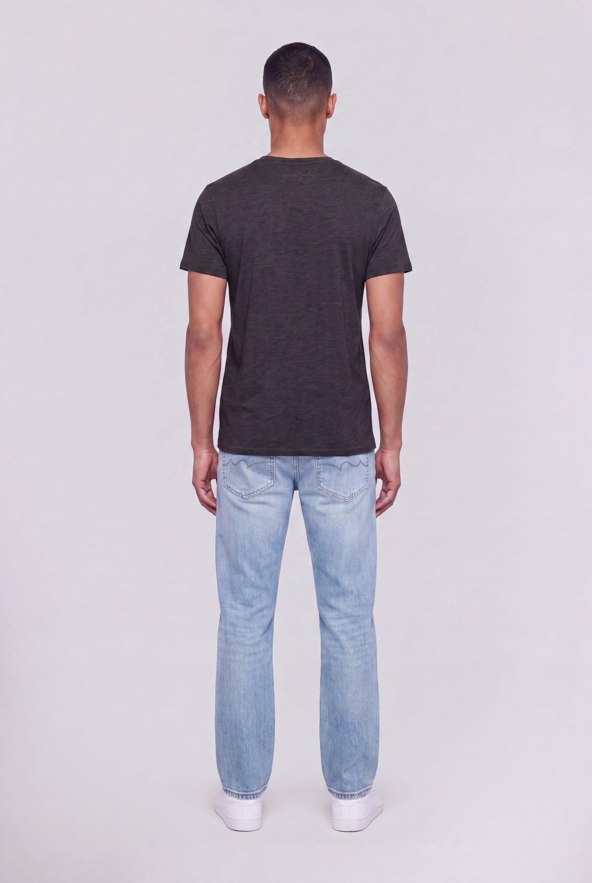 T-shirt col rond THE TEE 1 MELANGE BLACK/BLANC - Teddy Smith