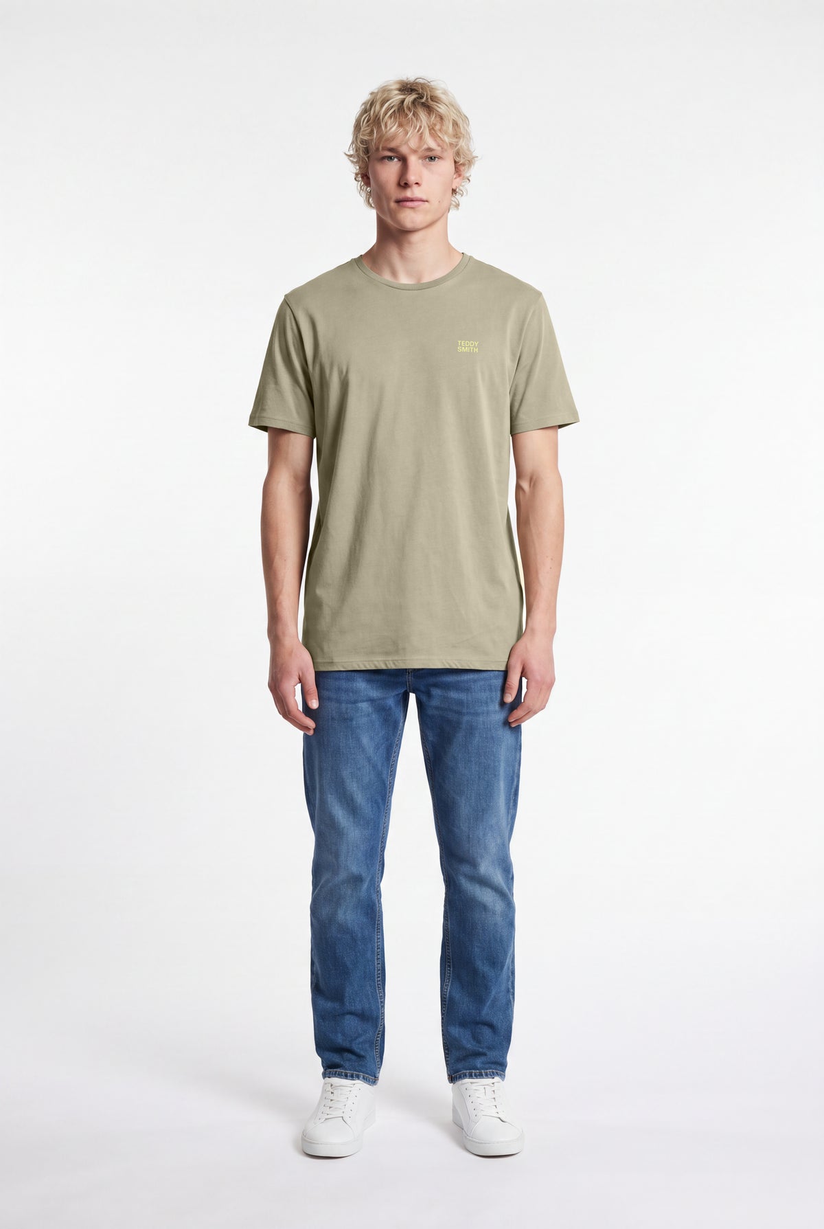 T-shirt col rond THE TEE 1 MC BLEACH KAKI - Teddy Smith