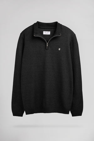 Pull col montant zippé P-MARTY 2 MELANGE BLACK