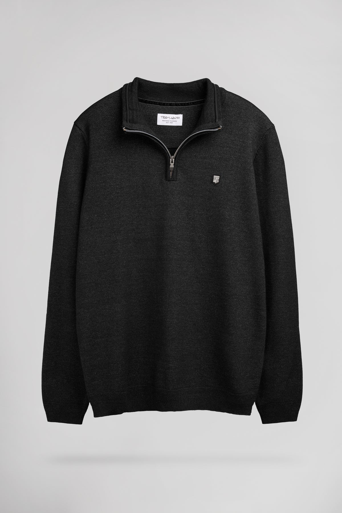 Pull col montant zippé P-MARTY 2 MELANGE BLACK - Teddy Smith