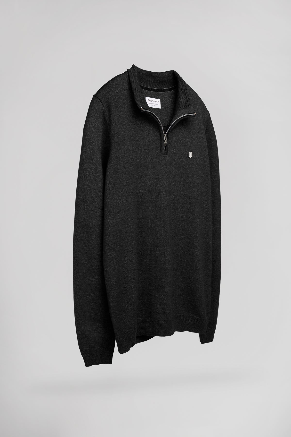Pull col montant zippé P-MARTY 2 MELANGE BLACK - Teddy Smith