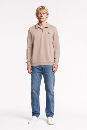Pull col montant zippé P-MARTY 2 WOLF BEIGE - Teddy Smith