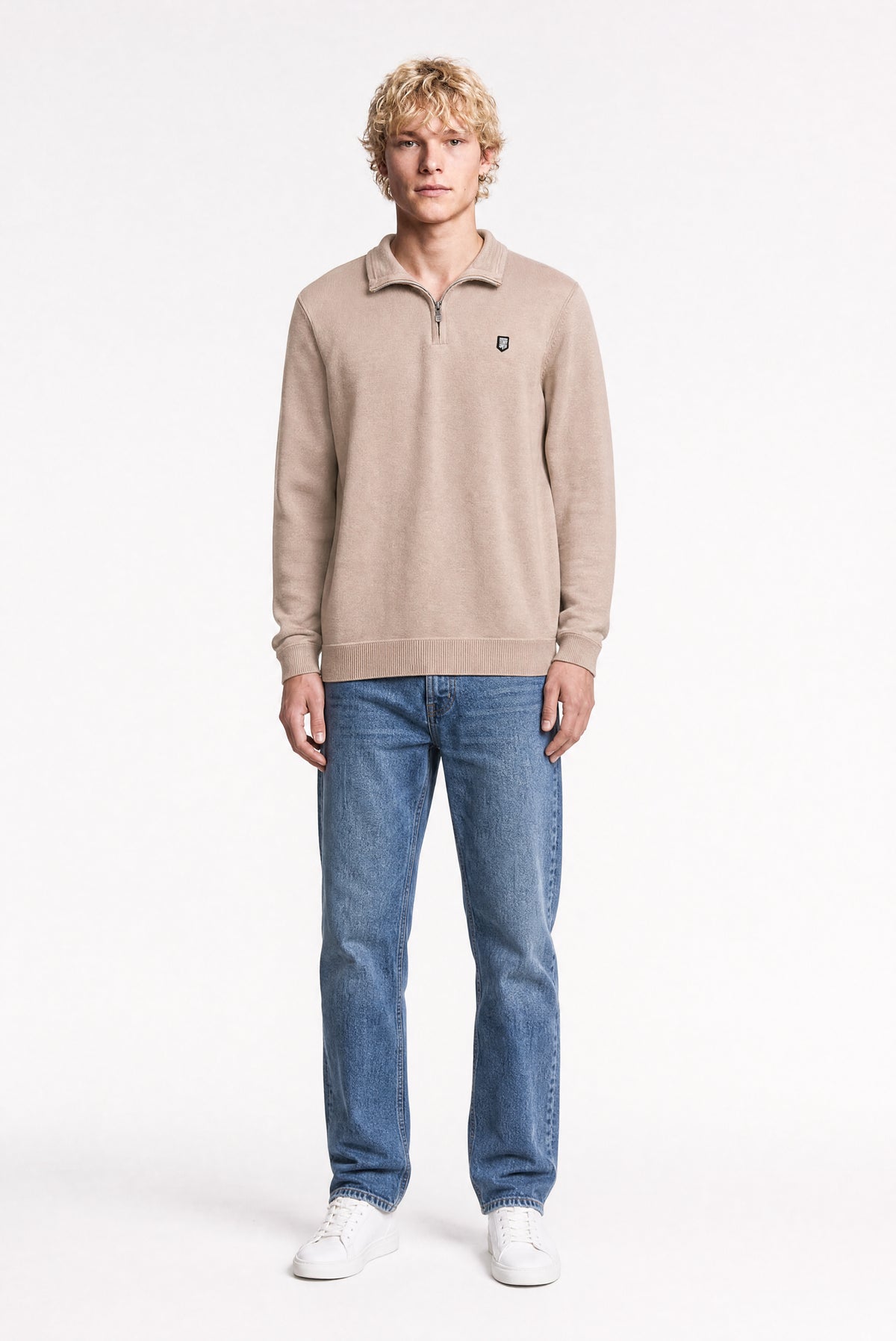 Pull col montant zippé P-MARTY 2 WOLF BEIGE - Teddy Smith