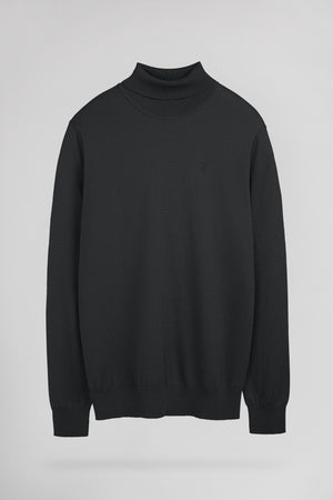 Pull ajusté col roulé P-MARCELLUS MELANGE BLACK
